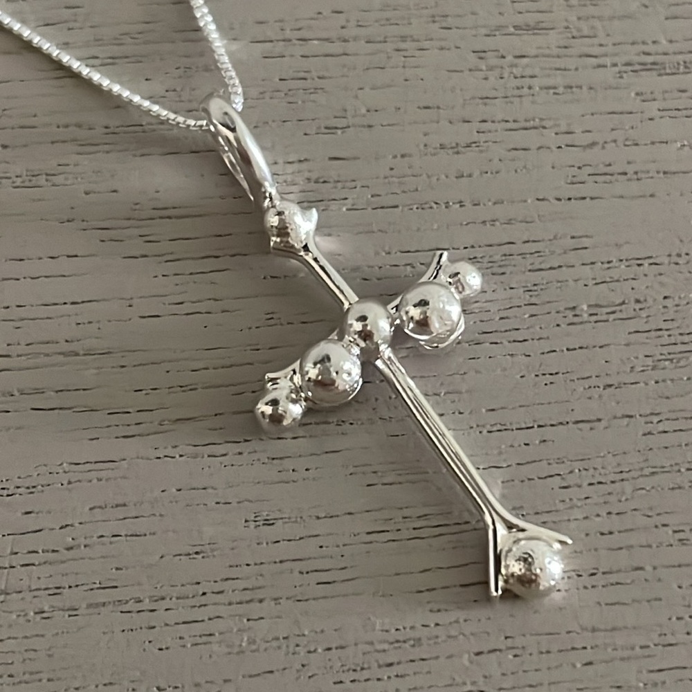 Sterling Silver Cross and Box Link Chain